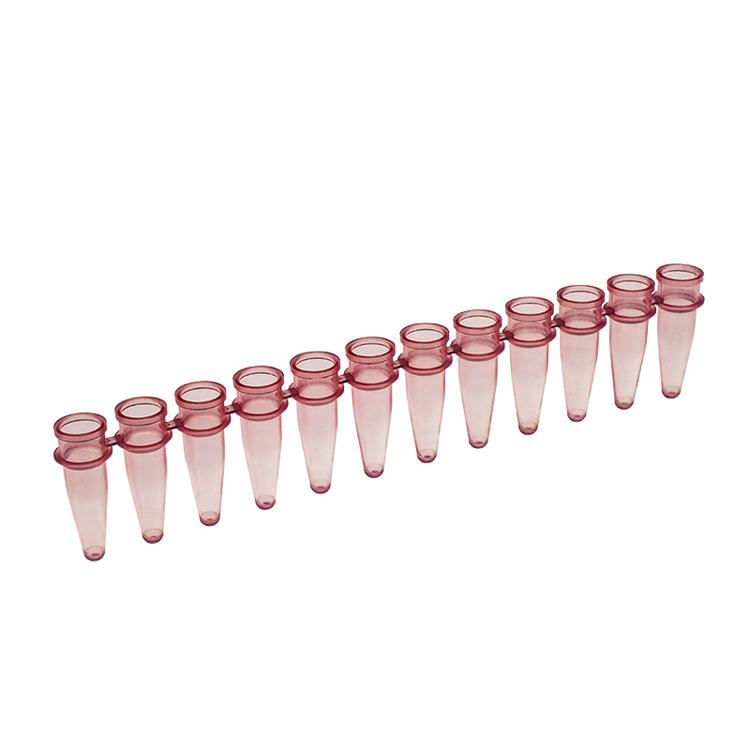 PCR strip of 12 microtubes 0.2ml red PCR, Simport