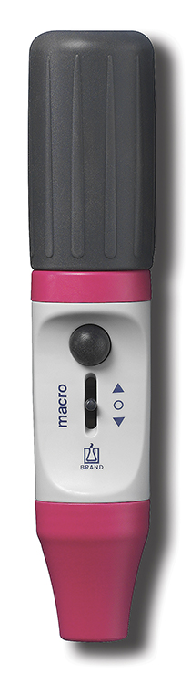 Macro pipette controller 0,1-200ml, rose, avec 3µm filtre membrane, Brand