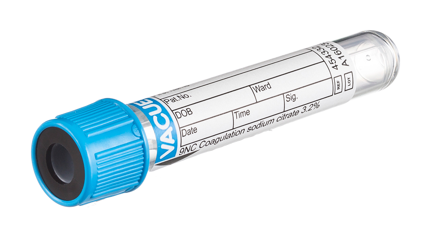 Vacuette tube 3.5ml, 75x13mm, pressure cap, sodium citrate 3.2%, sandwich tube, Greiner