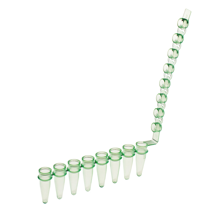 Strip van 8 microbuisje 0.2ml met stopjes groen PCR, Simport