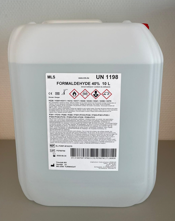 10L formaldehyde 40% zuiver,diam 55mm opening