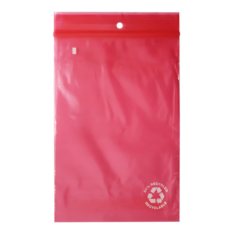 Bio zipperbag, 230x320mm, 50 micron, red, recyclable