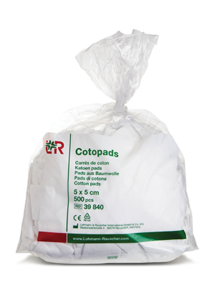 Cotopad, cotton Pad, 5x5cm, très absorbant, polyvalente, 500pcs/sac, Lohmann Rauscher