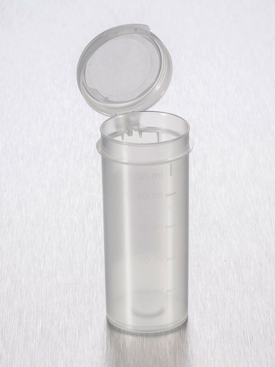 Straight container 50ml plp + hinged cap, natural, sterile, Gosselin