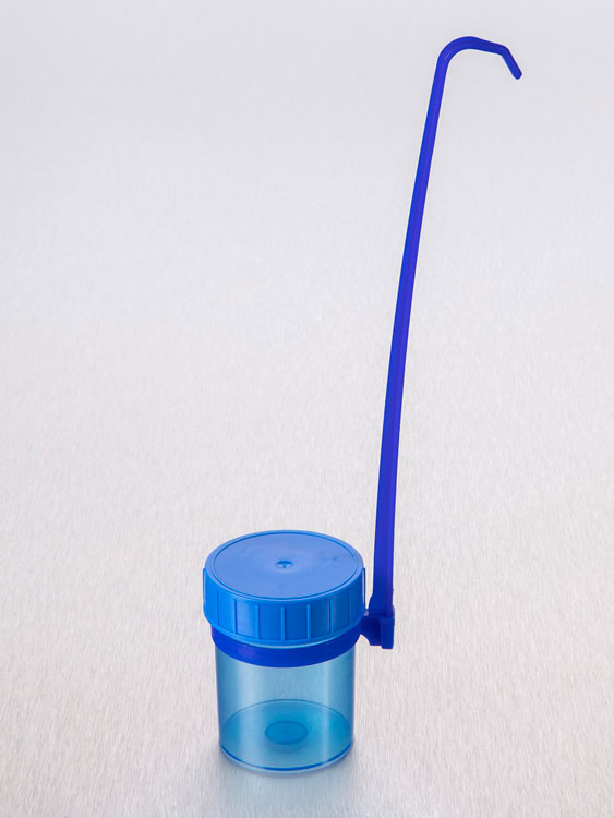 Gosselin™ Straight Specimen Containers with Blue Cap and Label